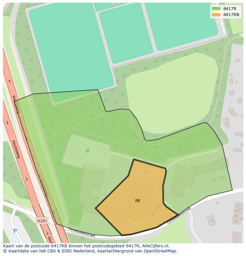 Afbeelding van het postcodegebied 6417 RB op de kaart.