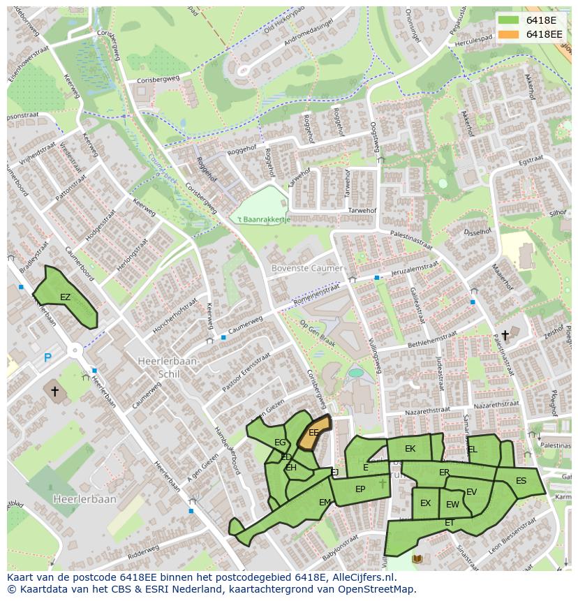 Afbeelding van het postcodegebied 6418 EE op de kaart.
