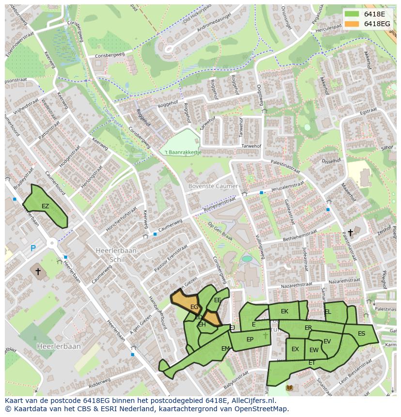 Afbeelding van het postcodegebied 6418 EG op de kaart.