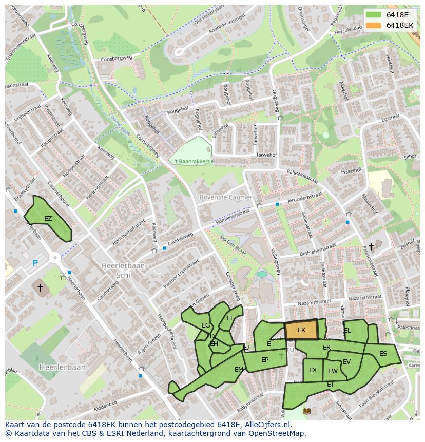 Afbeelding van het postcodegebied 6418 EK op de kaart.