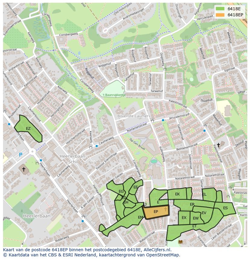 Afbeelding van het postcodegebied 6418 EP op de kaart.