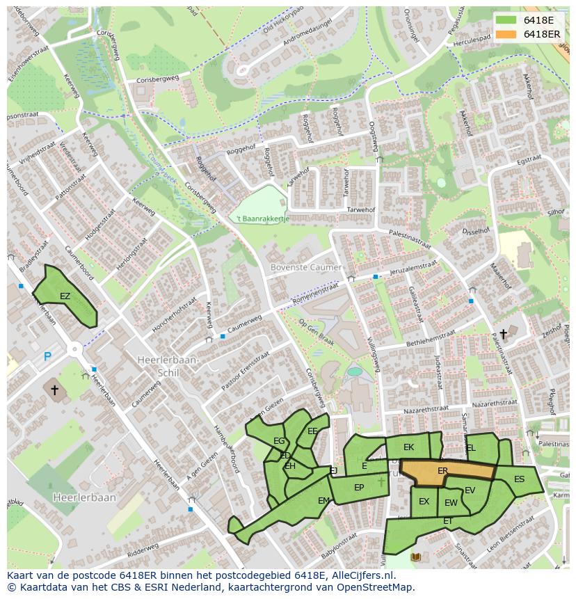 Afbeelding van het postcodegebied 6418 ER op de kaart.