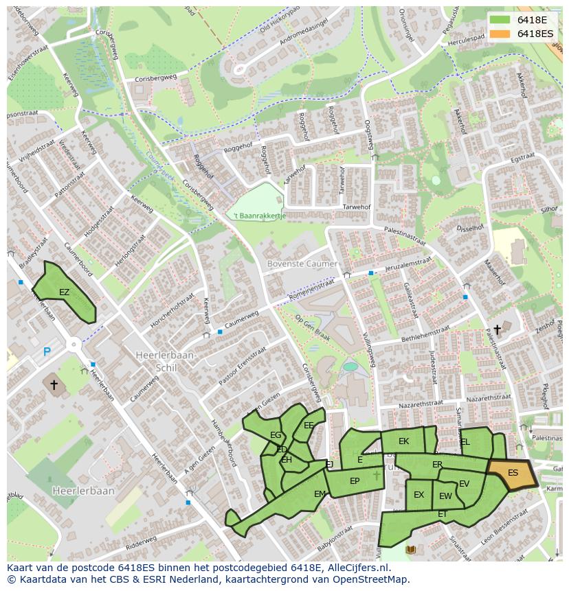 Afbeelding van het postcodegebied 6418 ES op de kaart.
