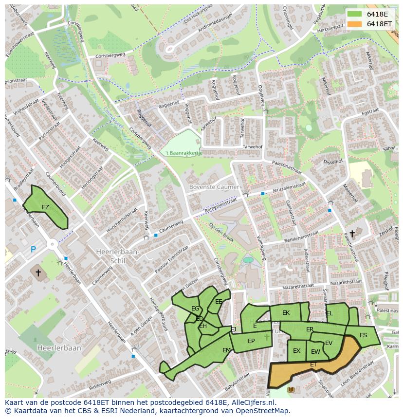 Afbeelding van het postcodegebied 6418 ET op de kaart.
