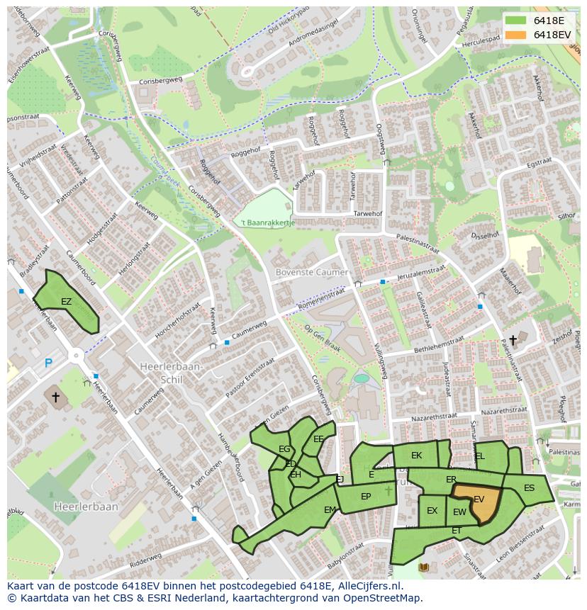 Afbeelding van het postcodegebied 6418 EV op de kaart.