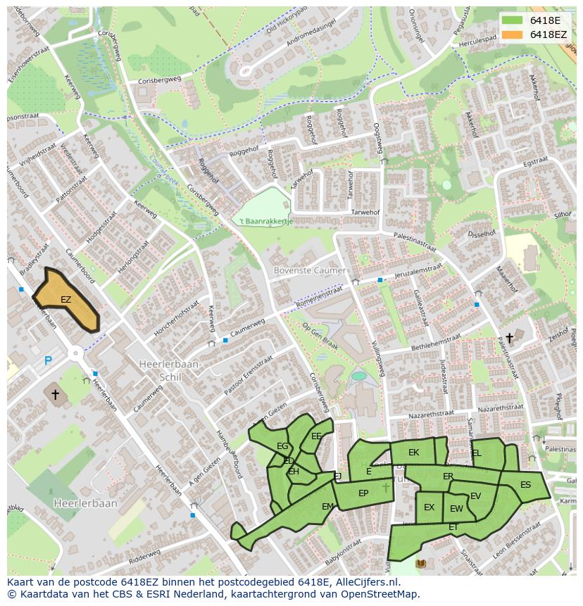 Afbeelding van het postcodegebied 6418 EZ op de kaart.