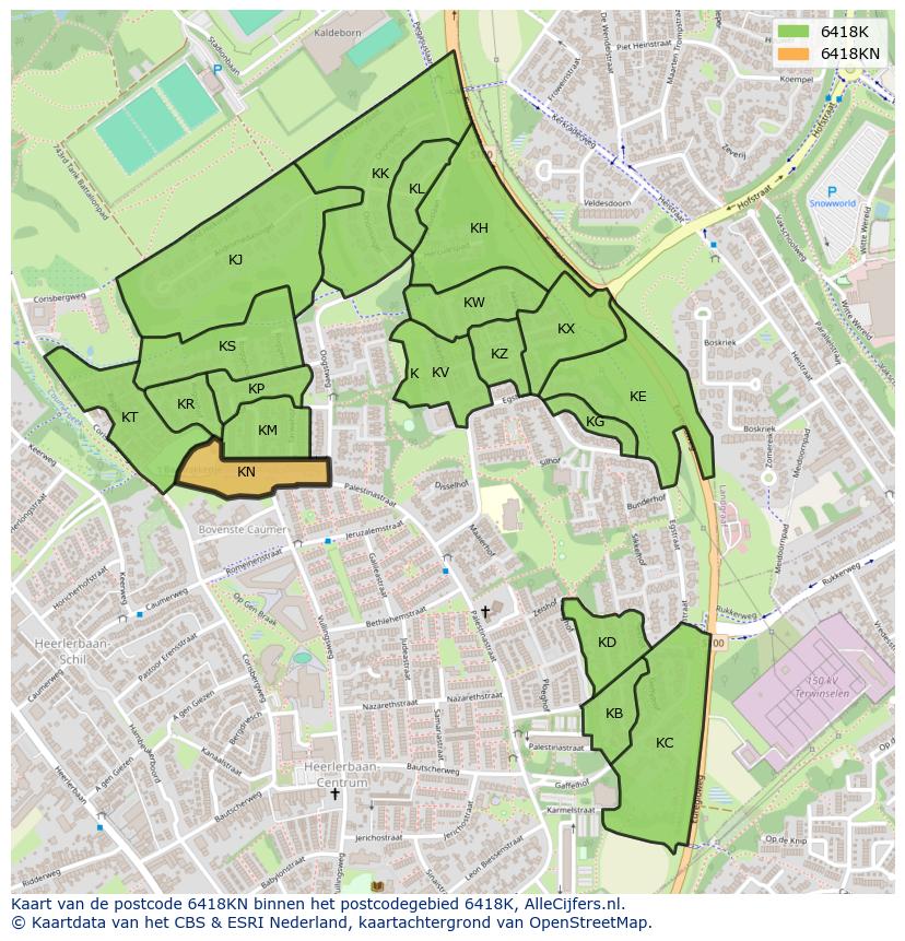 Afbeelding van het postcodegebied 6418 KN op de kaart.