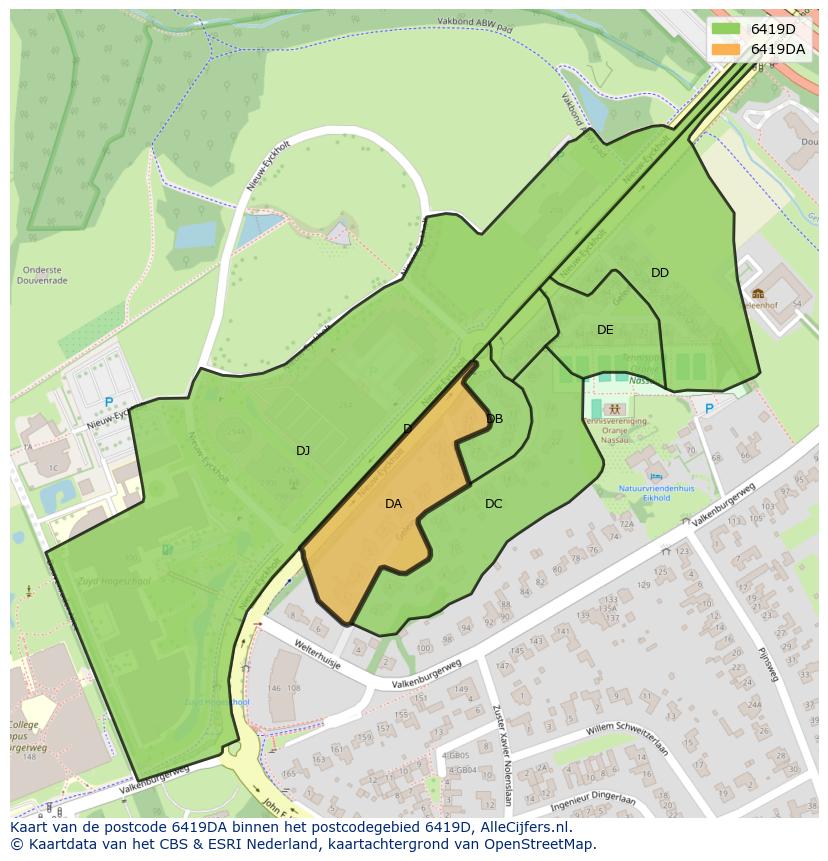 Afbeelding van het postcodegebied 6419 DA op de kaart.