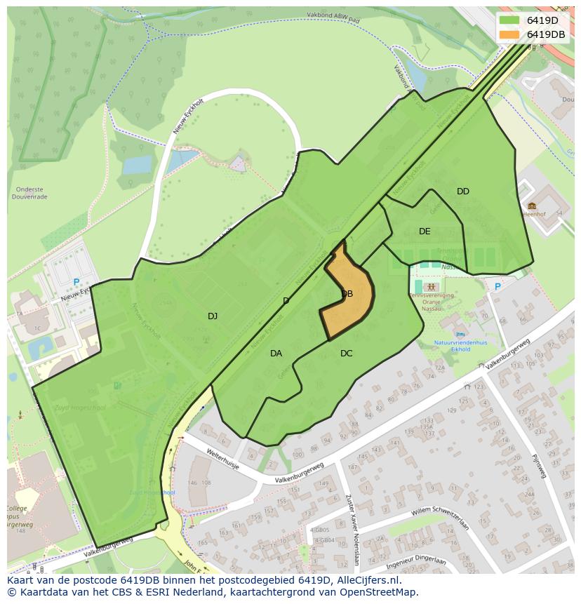 Afbeelding van het postcodegebied 6419 DB op de kaart.