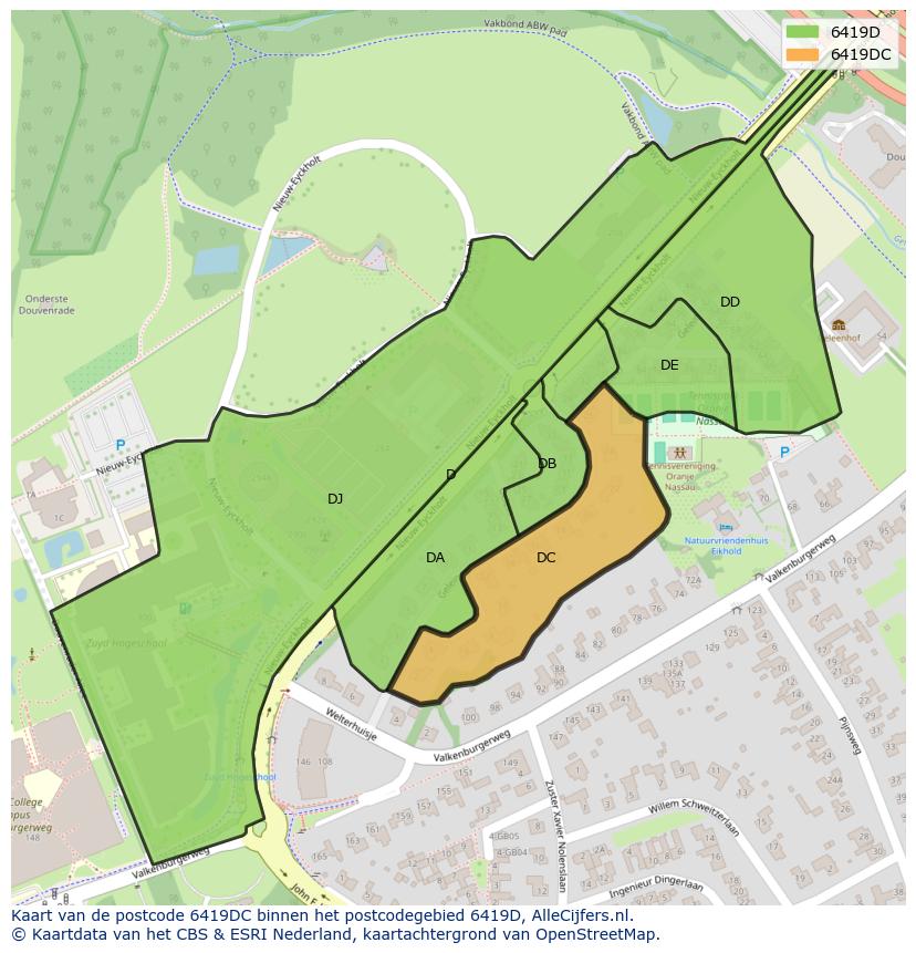 Afbeelding van het postcodegebied 6419 DC op de kaart.