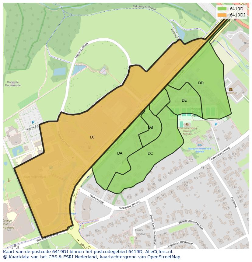 Afbeelding van het postcodegebied 6419 DJ op de kaart.