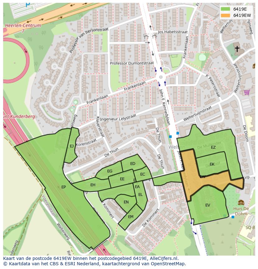 Afbeelding van het postcodegebied 6419 EW op de kaart.