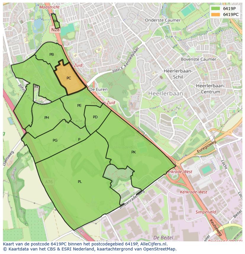 Afbeelding van het postcodegebied 6419 PC op de kaart.