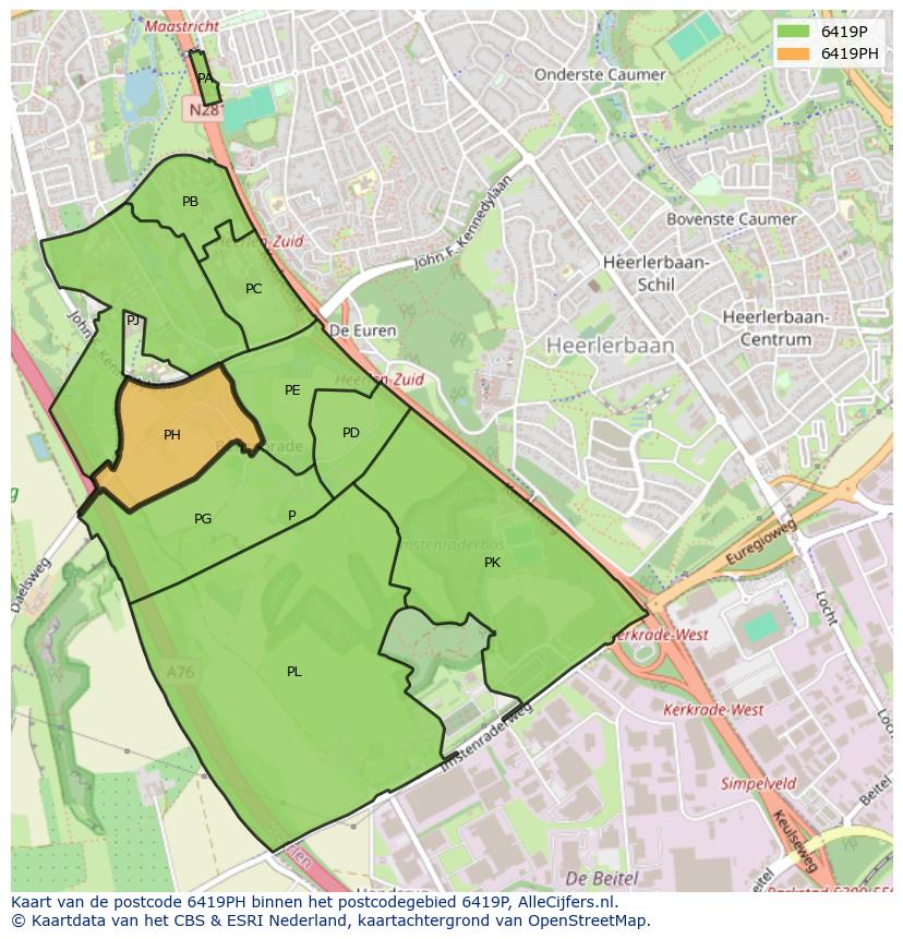 Afbeelding van het postcodegebied 6419 PH op de kaart.