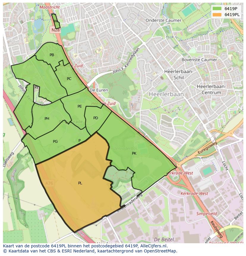 Afbeelding van het postcodegebied 6419 PL op de kaart.