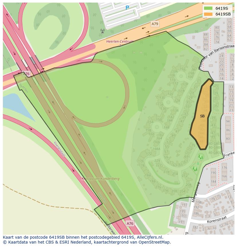 Afbeelding van het postcodegebied 6419 SB op de kaart.
