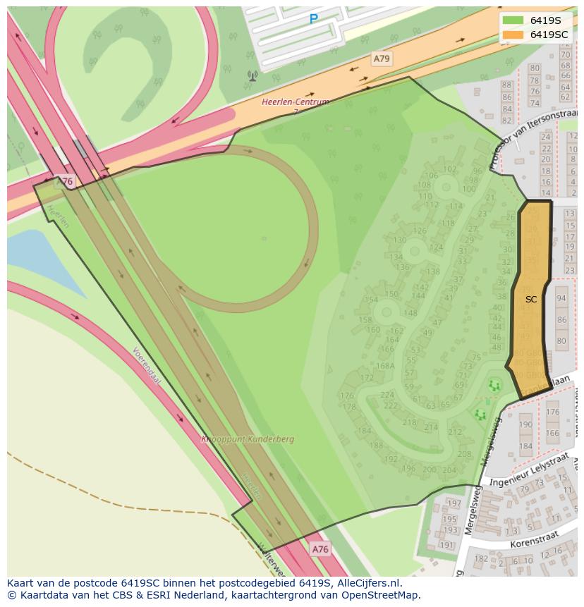 Afbeelding van het postcodegebied 6419 SC op de kaart.