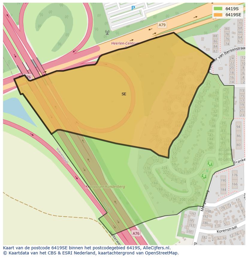Afbeelding van het postcodegebied 6419 SE op de kaart.