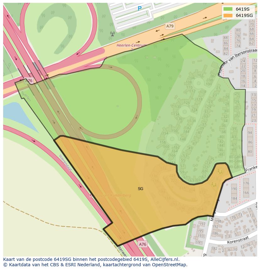 Afbeelding van het postcodegebied 6419 SG op de kaart.