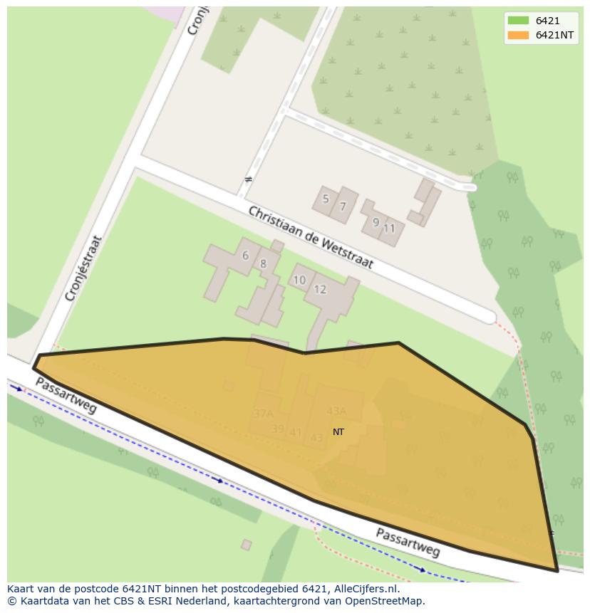 Afbeelding van het postcodegebied 6421 NT op de kaart.