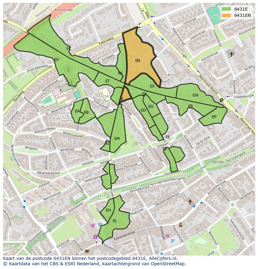 Afbeelding van het postcodegebied 6431 EN op de kaart.