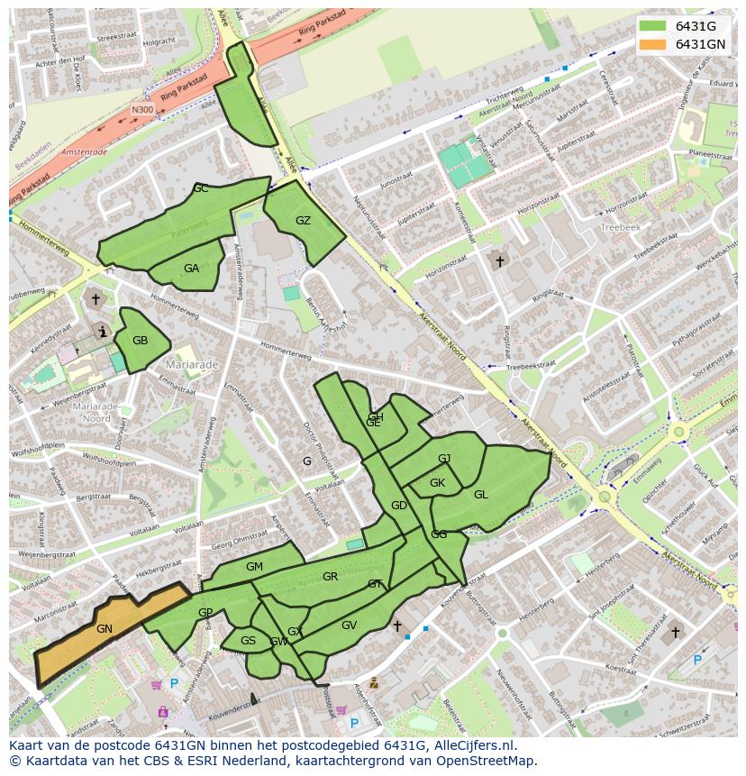 Afbeelding van het postcodegebied 6431 GN op de kaart.