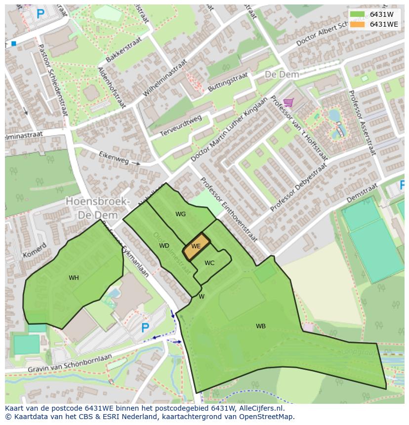 Afbeelding van het postcodegebied 6431 WE op de kaart.