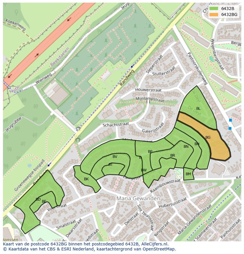Afbeelding van het postcodegebied 6432 BG op de kaart.