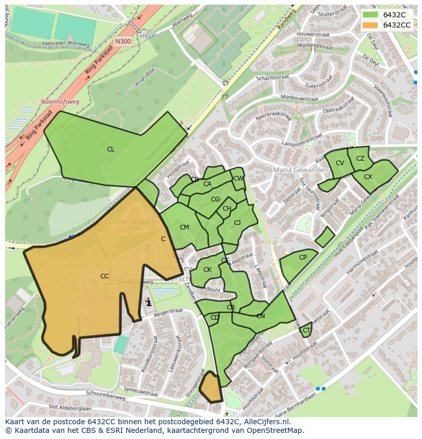 Afbeelding van het postcodegebied 6432 CC op de kaart.