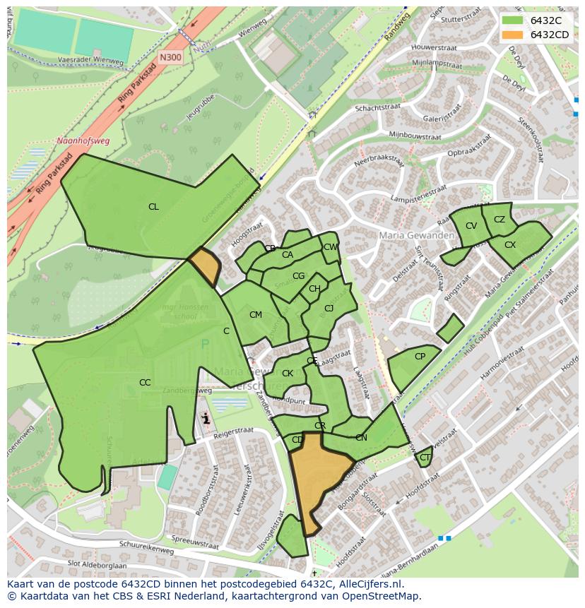 Afbeelding van het postcodegebied 6432 CD op de kaart.