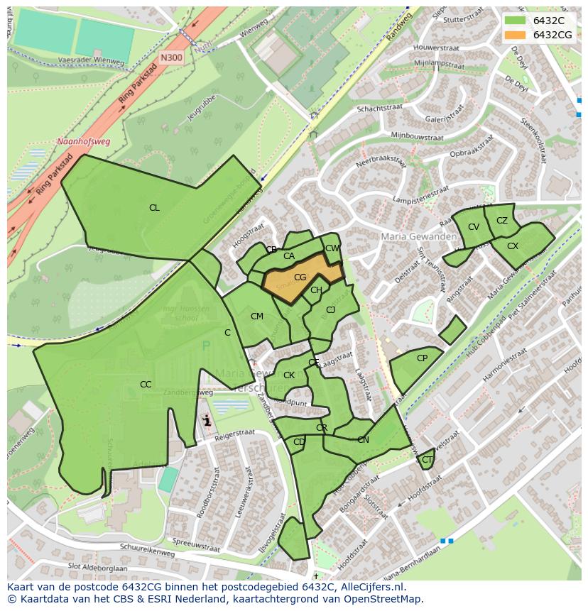Afbeelding van het postcodegebied 6432 CG op de kaart.