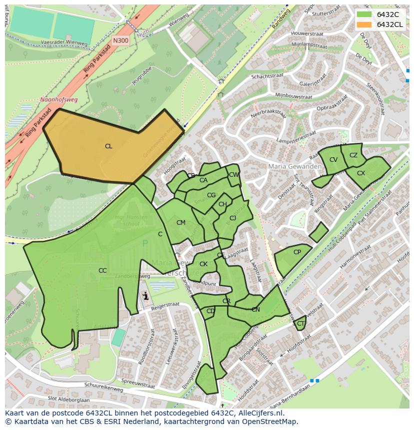 Afbeelding van het postcodegebied 6432 CL op de kaart.
