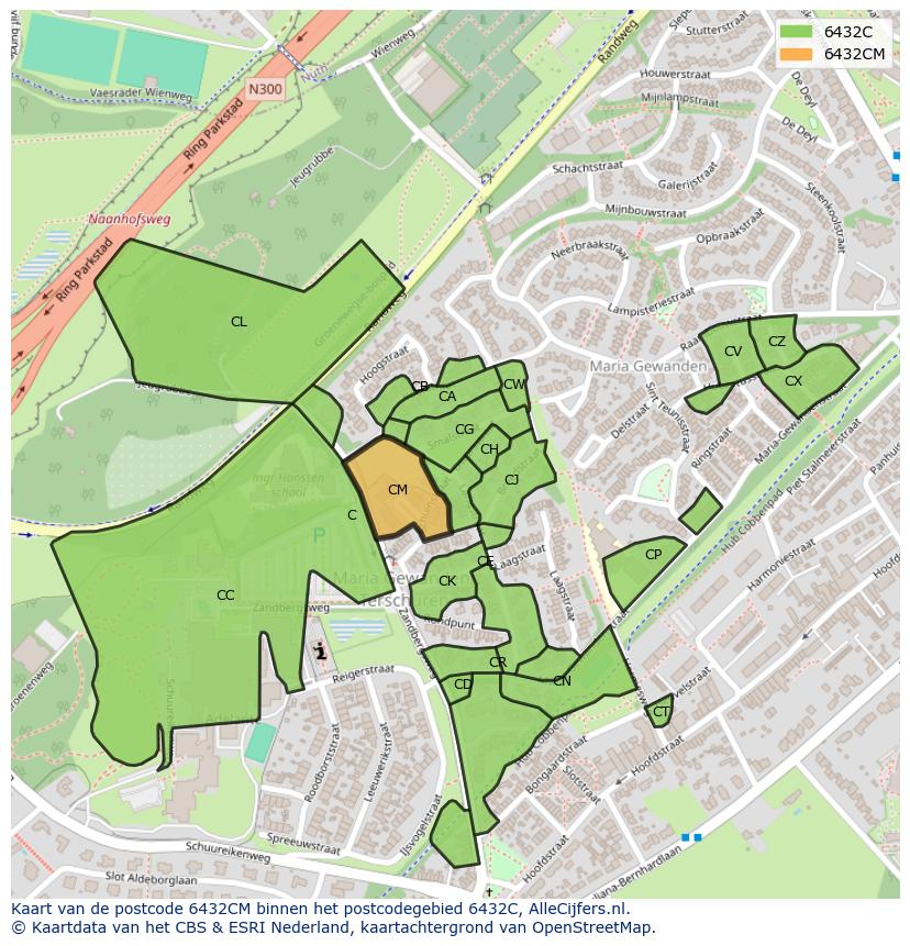 Afbeelding van het postcodegebied 6432 CM op de kaart.