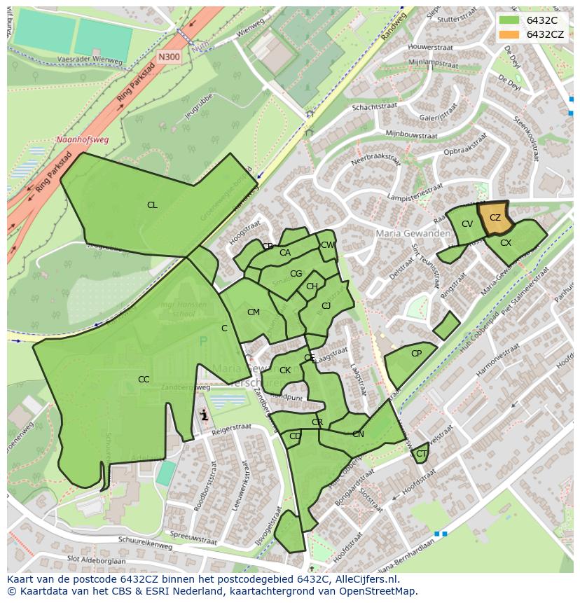Afbeelding van het postcodegebied 6432 CZ op de kaart.