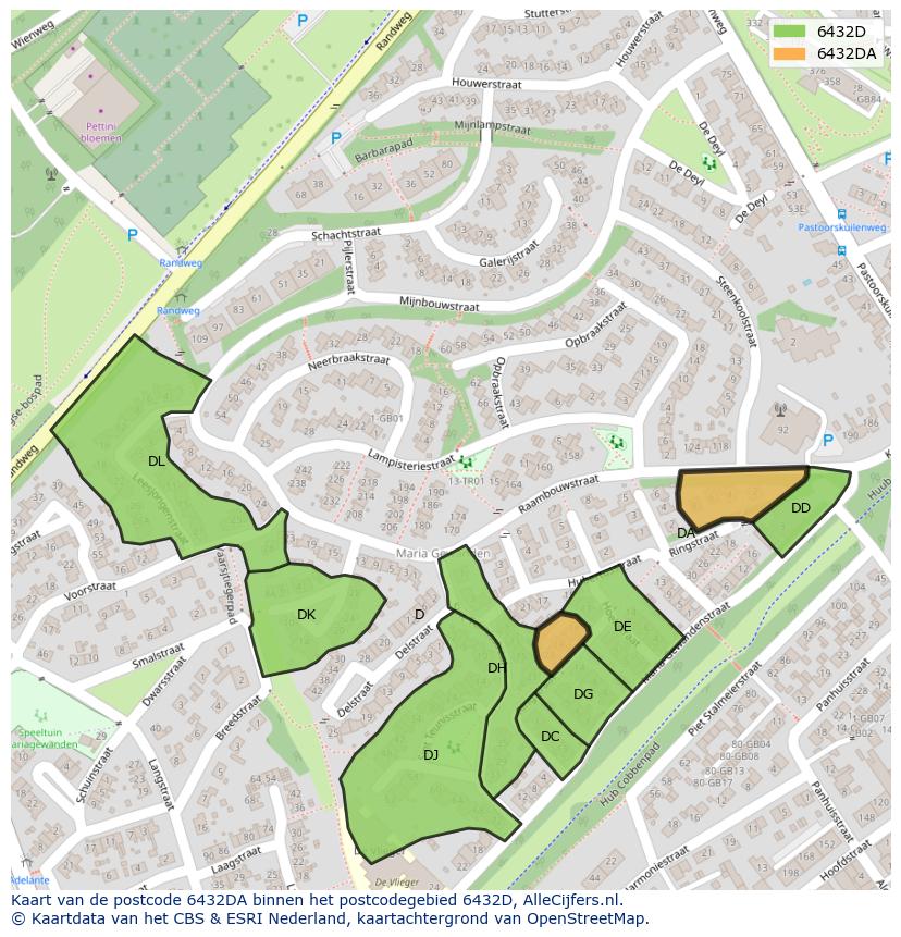Afbeelding van het postcodegebied 6432 DA op de kaart.