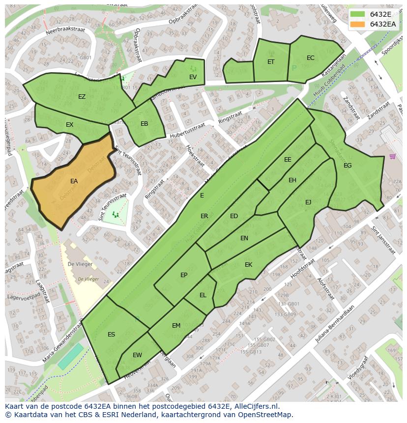 Afbeelding van het postcodegebied 6432 EA op de kaart.