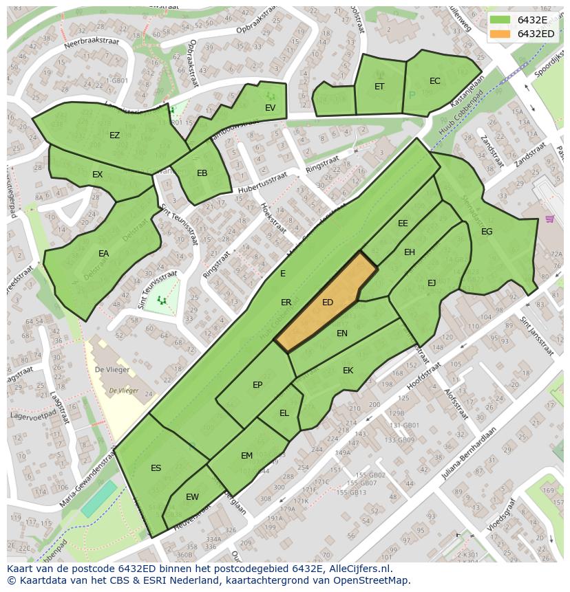 Afbeelding van het postcodegebied 6432 ED op de kaart.