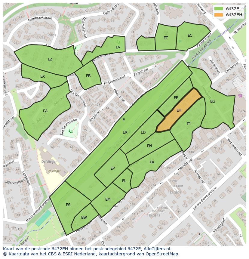 Afbeelding van het postcodegebied 6432 EH op de kaart.