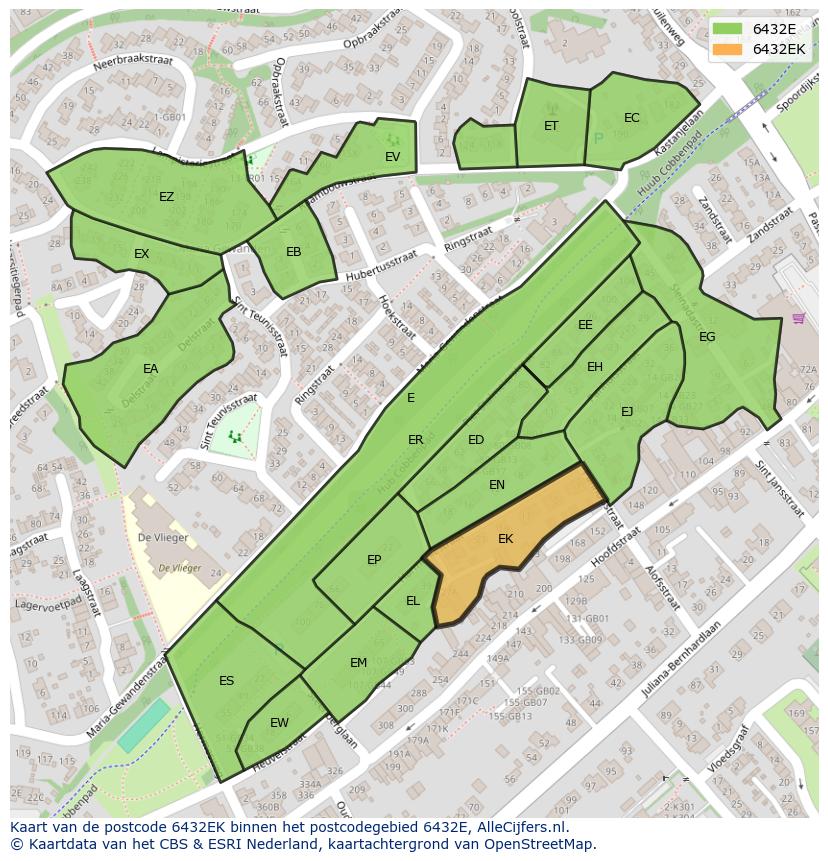 Afbeelding van het postcodegebied 6432 EK op de kaart.