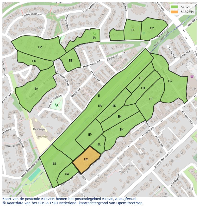 Afbeelding van het postcodegebied 6432 EM op de kaart.