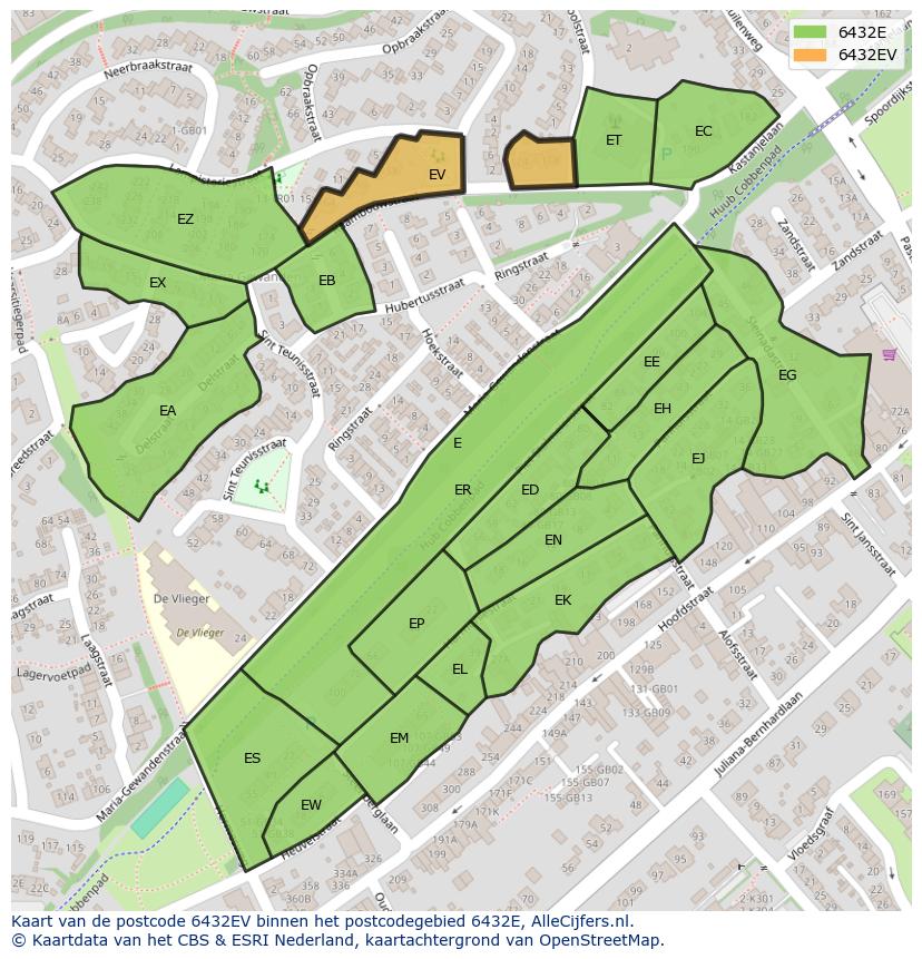 Afbeelding van het postcodegebied 6432 EV op de kaart.