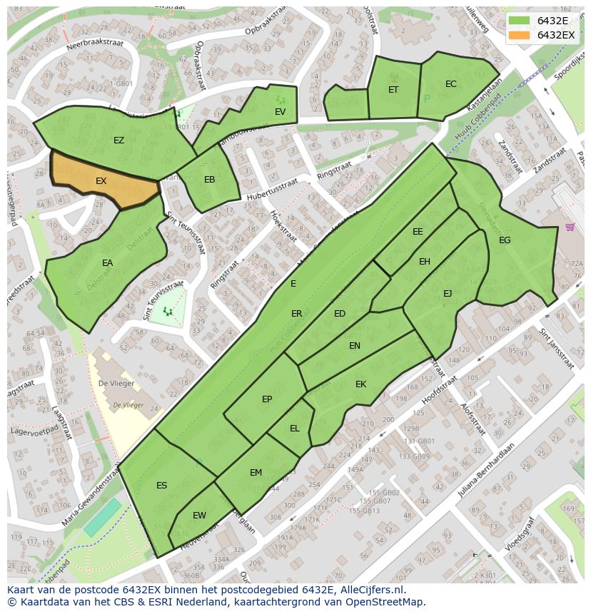 Afbeelding van het postcodegebied 6432 EX op de kaart.