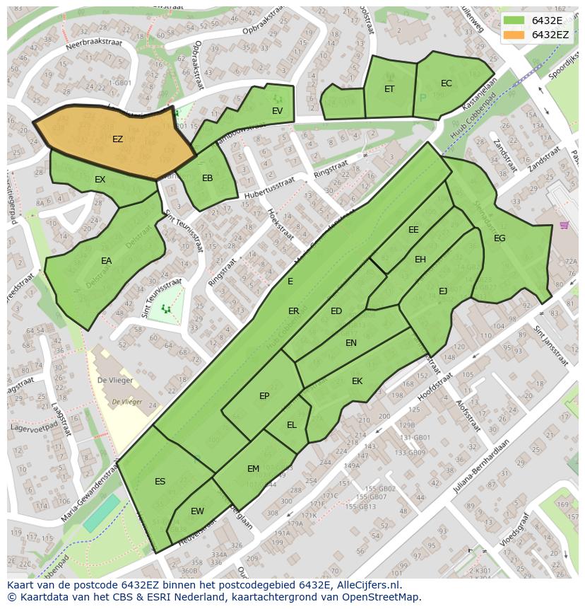 Afbeelding van het postcodegebied 6432 EZ op de kaart.