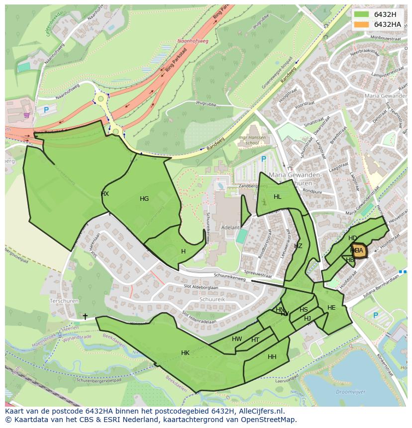 Afbeelding van het postcodegebied 6432 HA op de kaart.