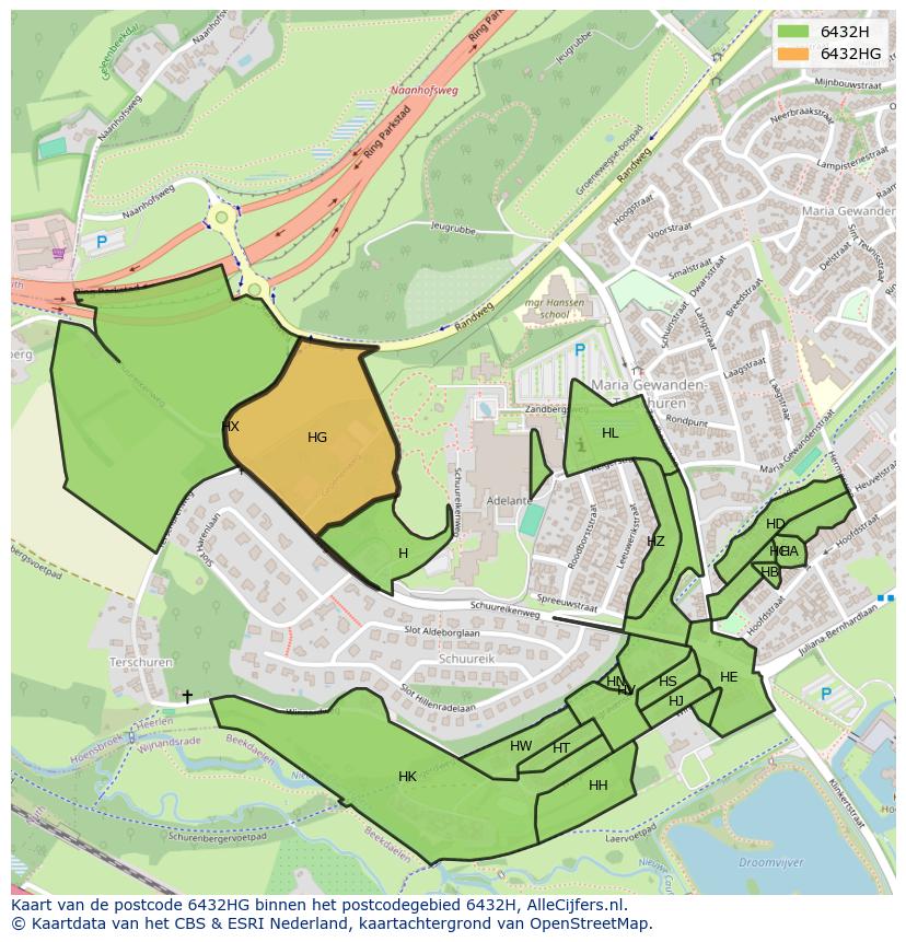 Afbeelding van het postcodegebied 6432 HG op de kaart.