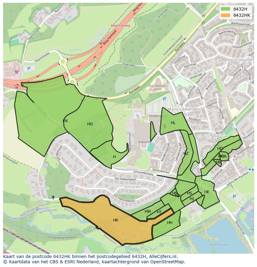 Afbeelding van het postcodegebied 6432 HK op de kaart.