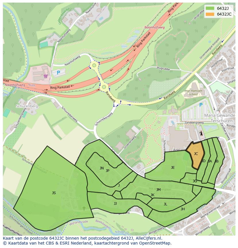 Afbeelding van het postcodegebied 6432 JC op de kaart.