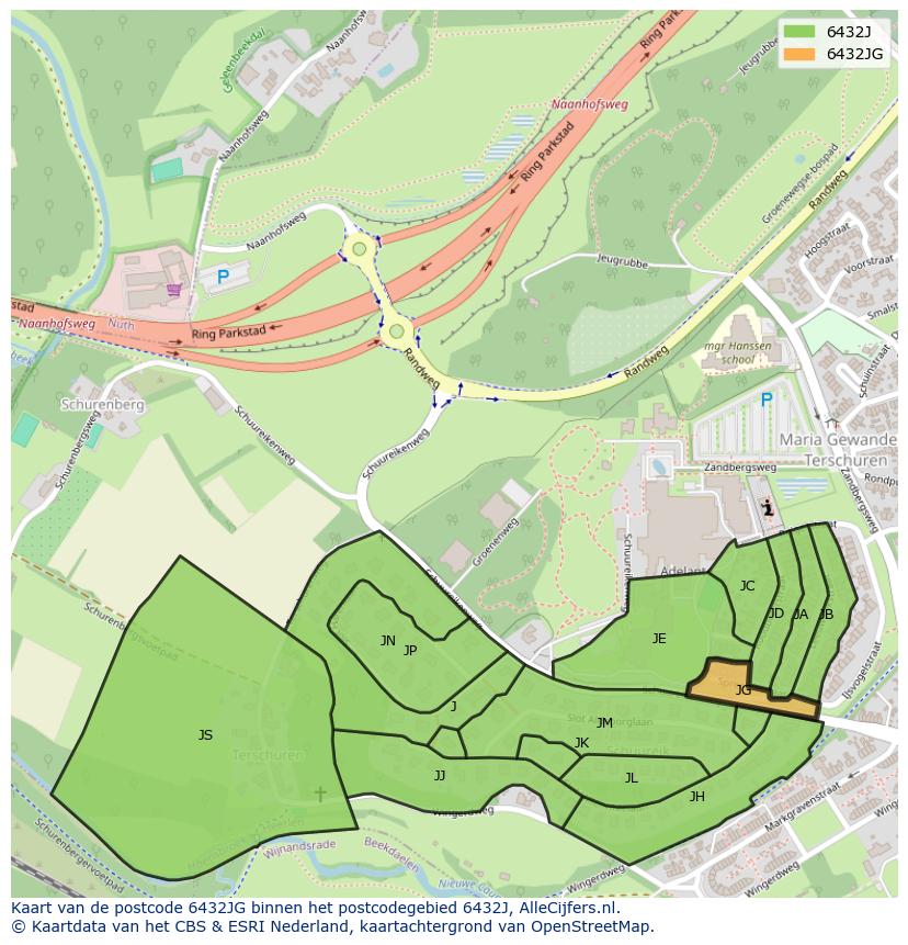 Afbeelding van het postcodegebied 6432 JG op de kaart.