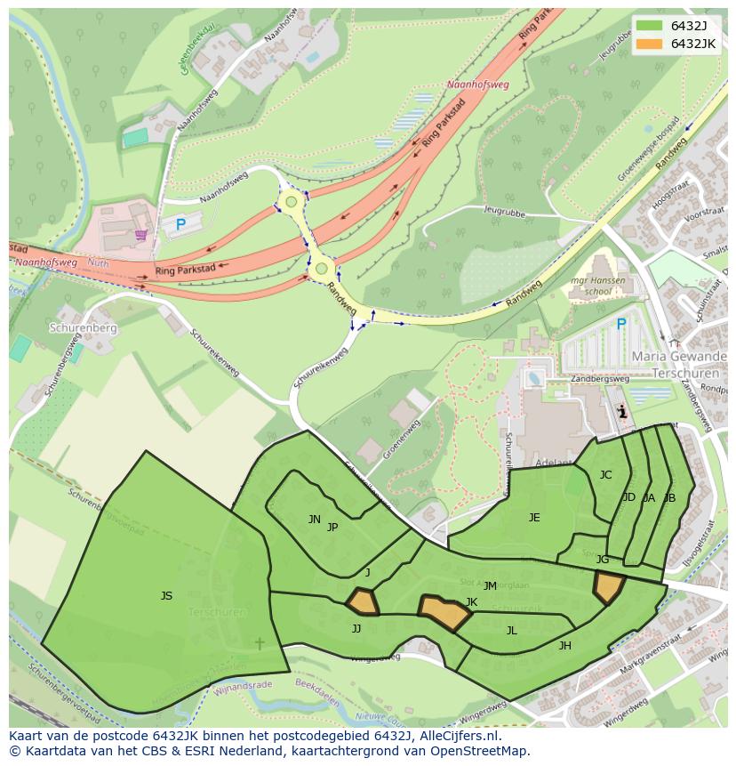 Afbeelding van het postcodegebied 6432 JK op de kaart.