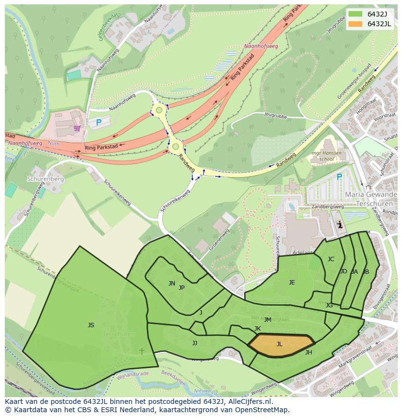 Afbeelding van het postcodegebied 6432 JL op de kaart.